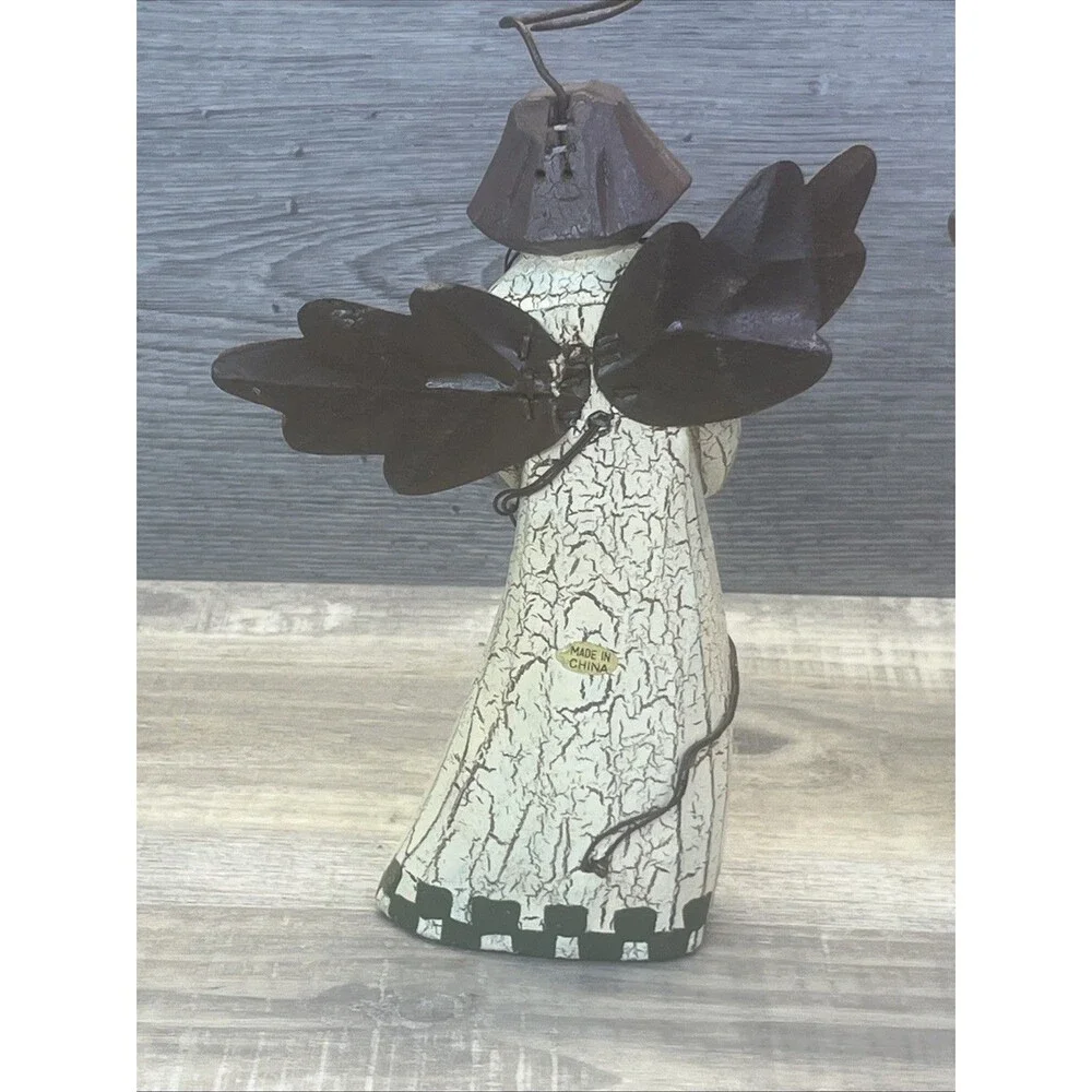 Folk Art Wood & Metal Angels Harvest Autumn Pumpkins Corn Cobs Vtg Decor Lot 2